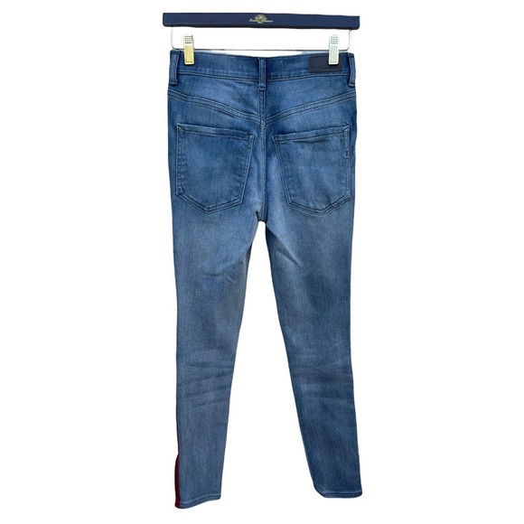 Express Stretch Ankle Leggings High Rise Red/White Stripe Size 0S/0C - Picture 2 of 5